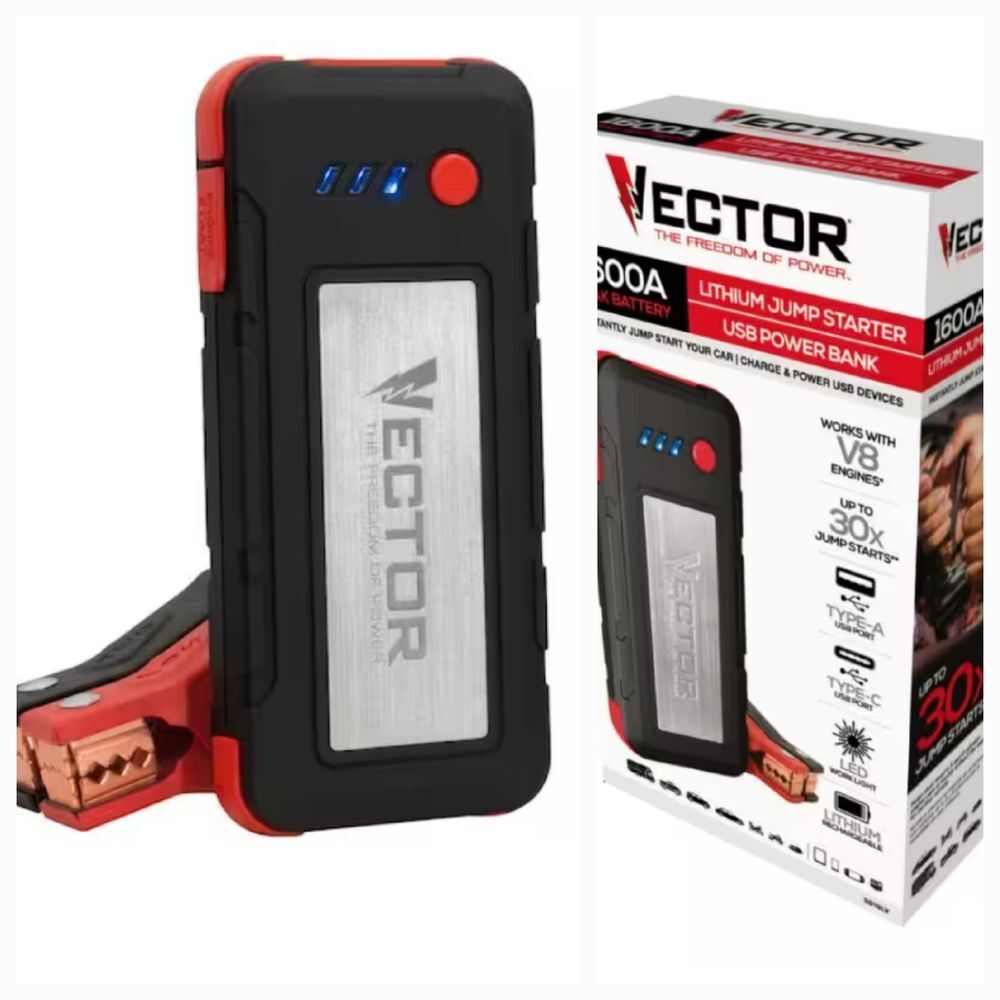 Vector 1600A LithiumvJump Starter USB Power Bank
